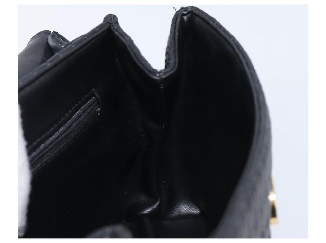 BALLY Schultertasche mit Kette aus Leder Schwarz Gold Auth 204454 Golden - Ansicht 21