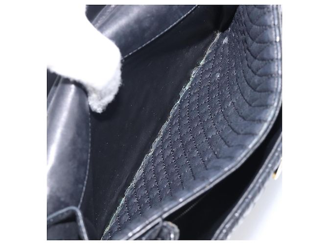BALLY Schultertasche mit Kette aus Leder Schwarz Gold Auth 204454 Golden - Ansicht 25