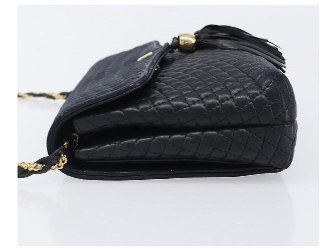 BALLY Schultertasche mit Kette aus Leder Schwarz Gold Auth 204454 Golden - Ansicht 4