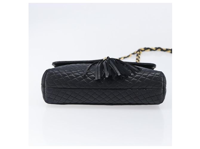 BALLY Schultertasche mit Kette aus Leder Schwarz Gold Auth 204454 Golden - Ansicht 5