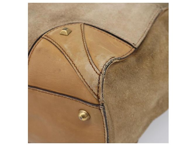 Borsa a mano GUCCI GG Canvas Suede Beige Gold 120897 Auth 203634 D'oro - vista 14