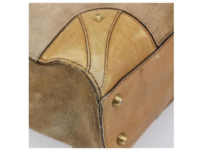 Borsa a mano GUCCI GG Canvas Suede Beige Gold 120897 Auth 203634 D'oro - vista 15