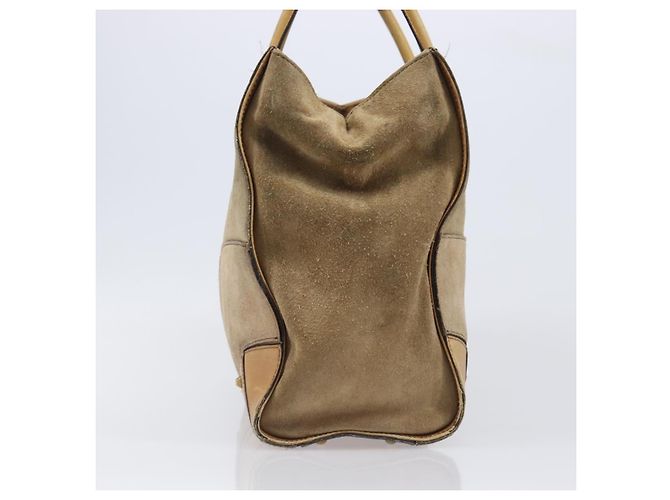Borsa a mano GUCCI GG Canvas Suede Beige Gold 120897 Auth 203634 D'oro - vista 3