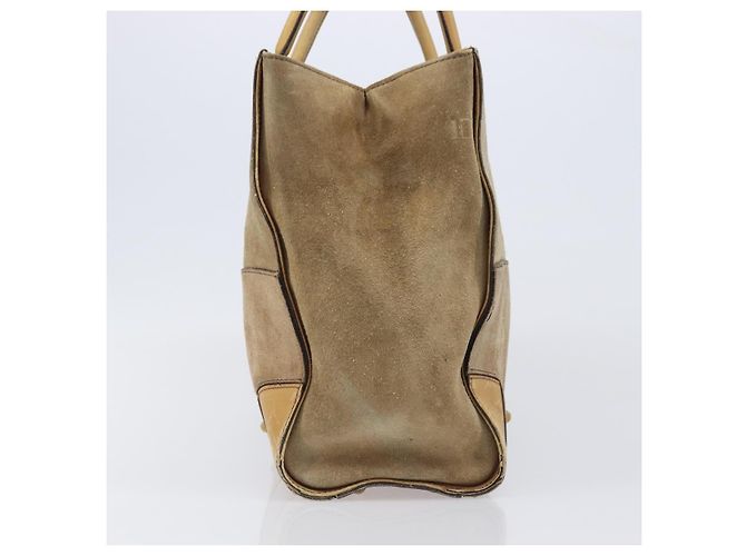 Borsa a mano GUCCI GG Canvas Suede Beige Gold 120897 Auth 203634 D'oro - vista 4