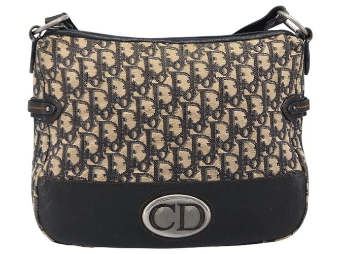 Christian Dior Trotter Canvas Schultertasche Navy Silver Auth 204603V Silber Marineblau - Ansicht 13