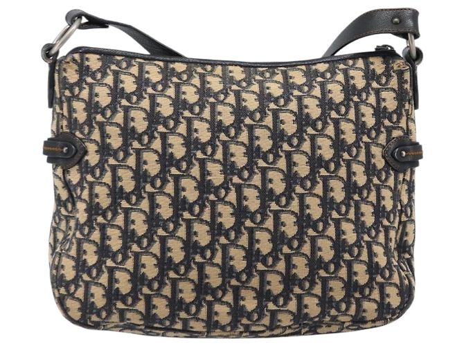 Christian Dior Trotter Canvas Schultertasche Navy Silver Auth 204603V Silber Marineblau - Ansicht 2