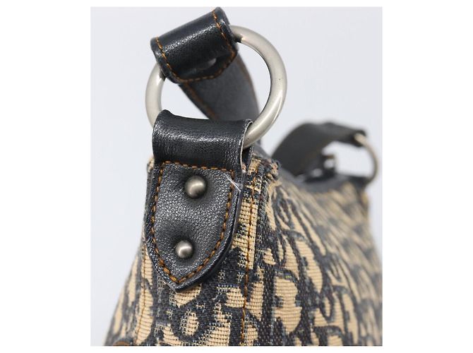 Christian Dior Trotter Canvas Schultertasche Navy Silver Auth 204603V Silber Marineblau - Ansicht 9