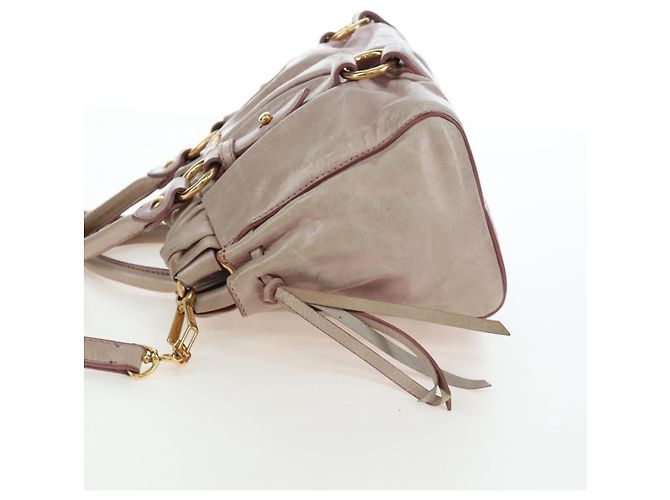 Borsa a mano Miu Miu in pelle 2way Rosa Tono Oro Auth 167584A - vista 3