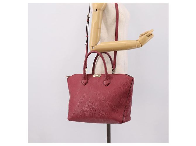 Borsa a mano BURBERRY in pelle 2way rossa e oro autentica 203678 Rosso D'oro - vista 27