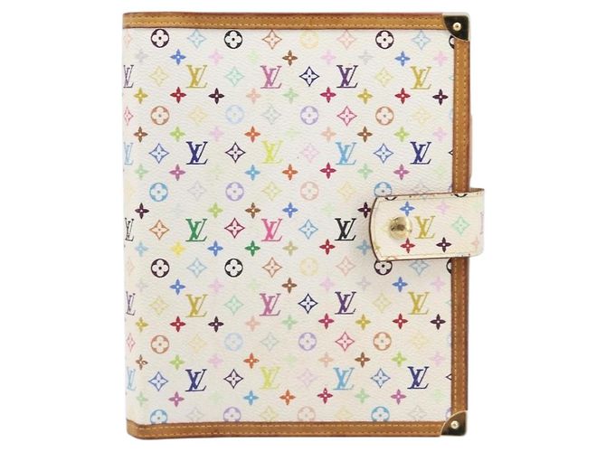 LOUIS VUITTON Monogram Multicolor Agenda GM Cover White R20894 LV Auth 204341V Bianco - vista 13