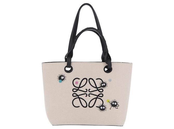 LOEWE x Ghibli Spirited Away Soot Sprites Anagram Tote Small Auth 167586SM Nero Beige - vista 13