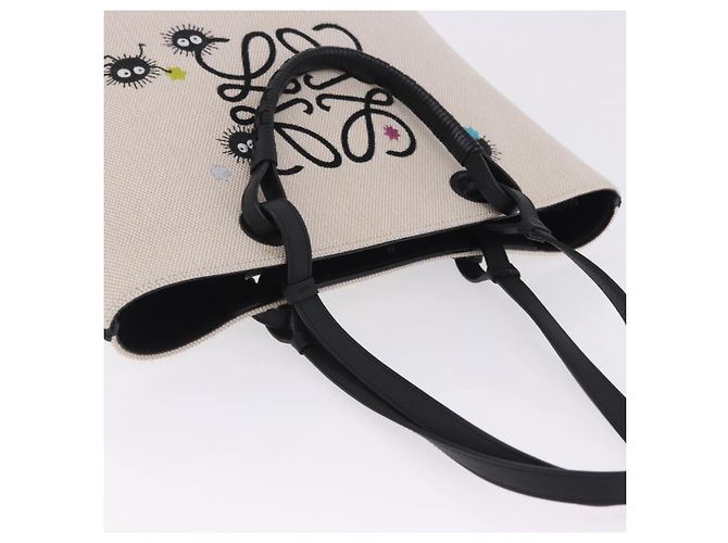 LOEWE x Ghibli Spirited Away Soot Sprites Anagram Tote Small Auth 167586SM Nero Beige - vista 14