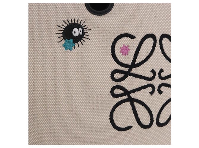 LOEWE x Ghibli Spirited Away Soot Sprites Anagram Tote Small Auth 167586SM Nero Beige - vista 22