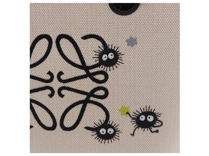 LOEWE x Ghibli Spirited Away Soot Sprites Anagram Tote Small Auth 167586SM Nero Beige - vista 23