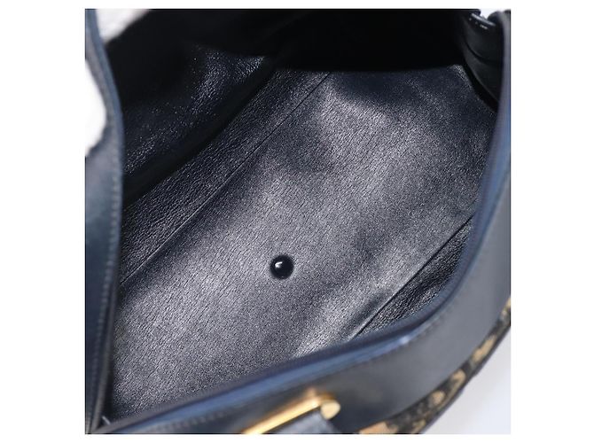 Borsa a mano Christian Dior Trotter Canvas Navy Gold Tone Auth BA15542 Blu navy - vista 12