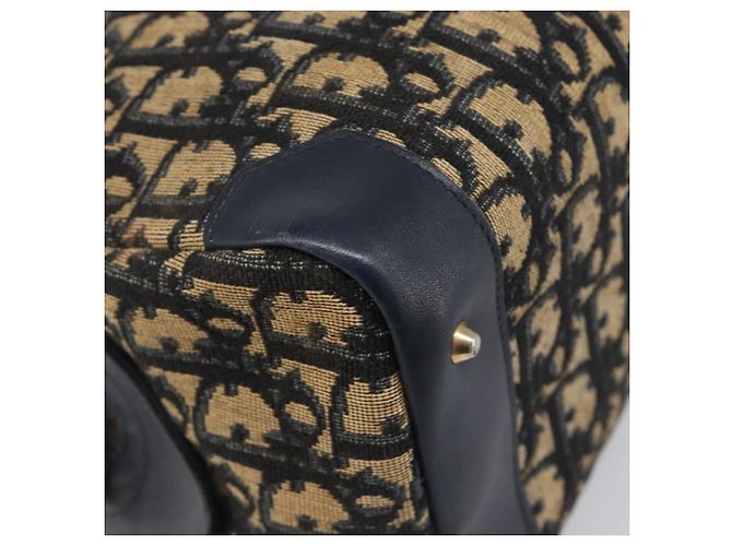 Borsa a mano Christian Dior Trotter Canvas Navy Gold Tone Auth BA15542 Blu navy - vista 14