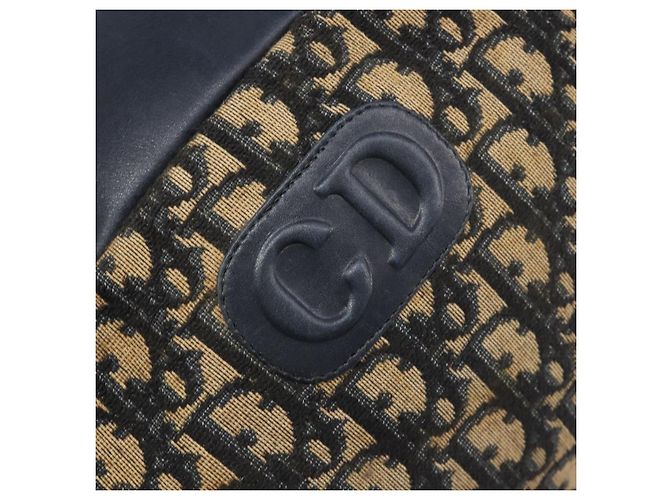 Borsa a mano Christian Dior Trotter Canvas Navy Gold Tone Auth BA15542 Blu navy - vista 17