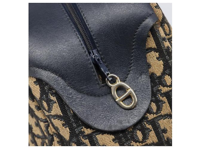 Borsa a mano Christian Dior Trotter Canvas Navy Gold Tone Auth BA15542 Blu navy - vista 18