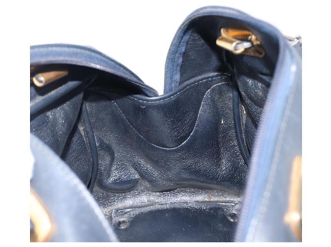 Borsa a mano Christian Dior Trotter Canvas Navy Gold Tone Auth BA15542 Blu navy - vista 19