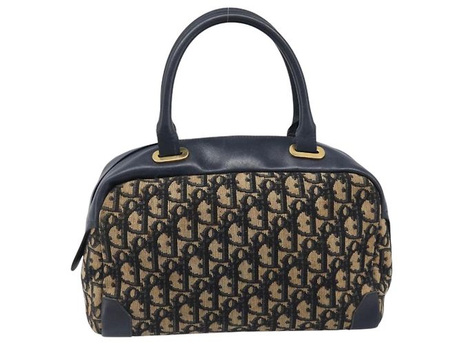 Borsa a mano Christian Dior Trotter Canvas Navy Gold Tone Auth BA15542 Blu navy - vista 2
