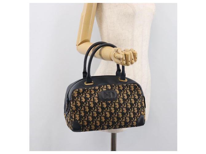 Borsa a mano Christian Dior Trotter Canvas Navy Gold Tone Auth BA15542 Blu navy - vista 21