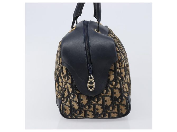 Borsa a mano Christian Dior Trotter Canvas Navy Gold Tone Auth BA15542 Blu navy - vista 4