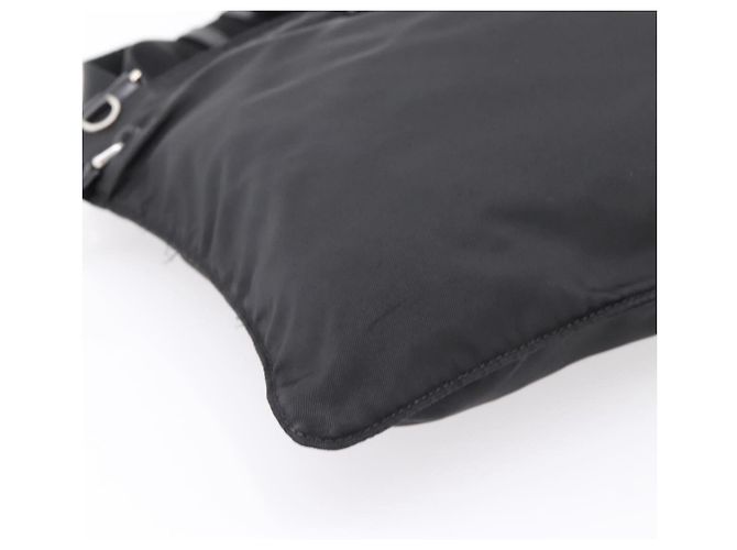 Borsa a tracolla PRADA Nylon Nero Argento Auth 205175A - vista 15