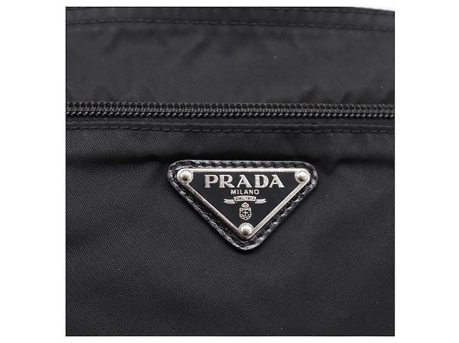 Borsa a tracolla PRADA Nylon Nero Argento Auth 205175A - vista 18