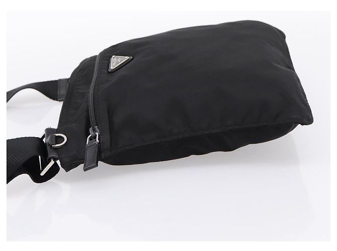 Borsa a tracolla PRADA Nylon Nero Argento Auth 205175A - vista 3