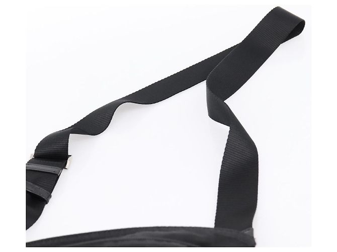 Borsa a tracolla PRADA Nylon Nero Argento Auth 205175A - vista 8