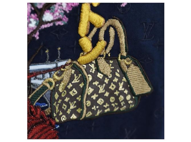 Camiseta LOUIS VUITTON x NIGO Pharrell Williams Navy HTY78WY75 Auth 167608SM Azul marino - vista 12