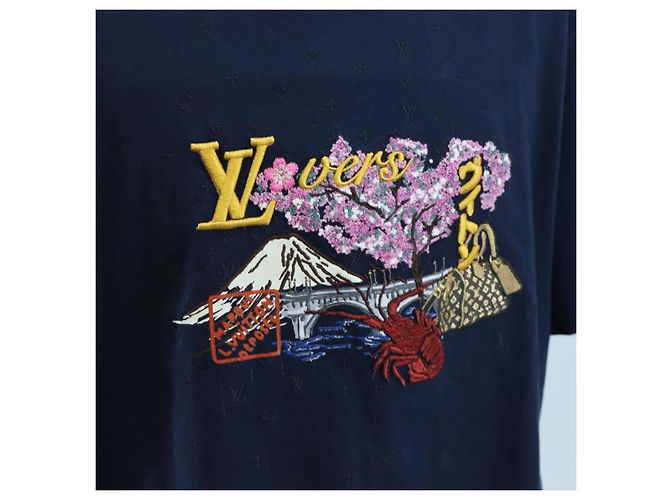 Camiseta LOUIS VUITTON x NIGO Pharrell Williams Navy HTY78WY75 Auth 167608SM Azul marino - vista 6