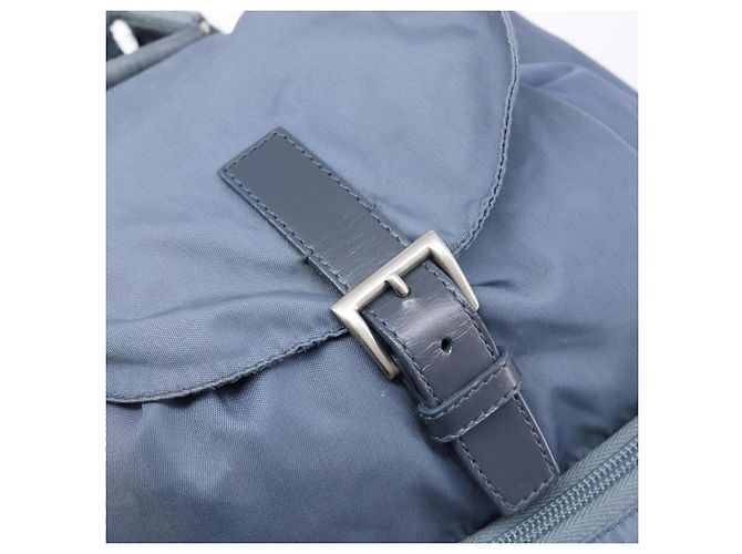 Mochila PRADA Nylon Azul Claro Plata Auth 203438 - vista 18