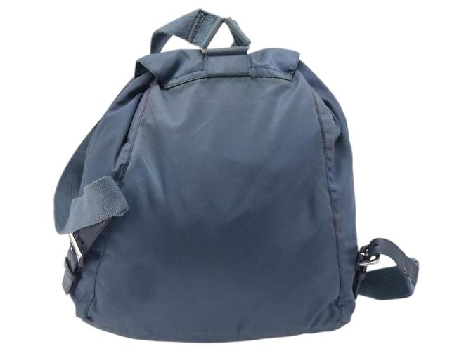 Mochila PRADA Nylon Azul Claro Plata Auth 203438 - vista 2
