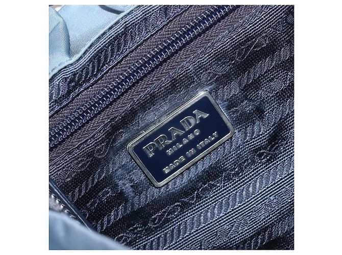 Mochila PRADA Nylon Azul Claro Plata Auth 203438 - vista 22