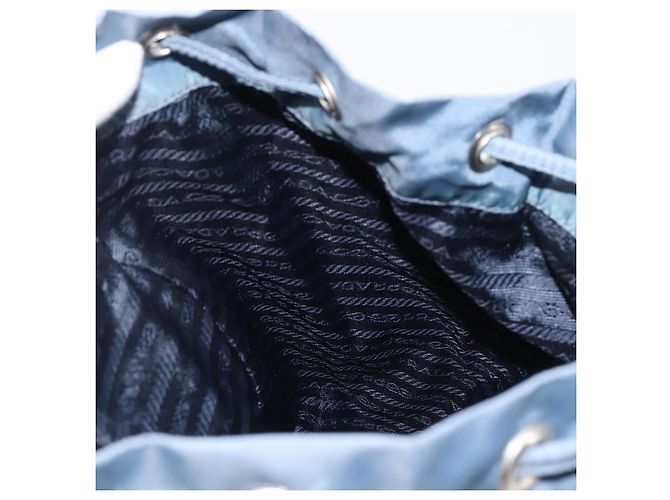 Mochila PRADA Nylon Azul Claro Plata Auth 203438 - vista 23