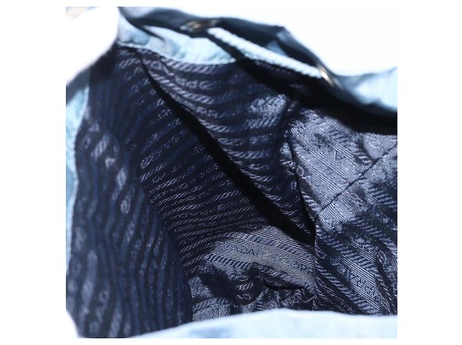 Mochila PRADA Nylon Azul Claro Plata Auth 203438 - vista 24