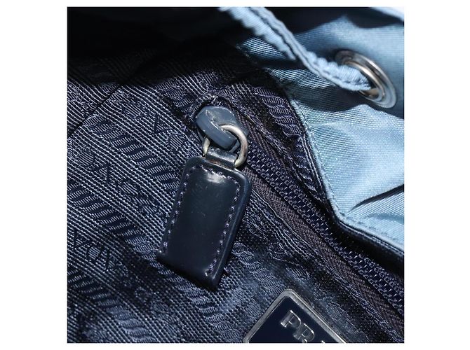 Mochila PRADA Nylon Azul Claro Plata Auth 203438 - vista 25