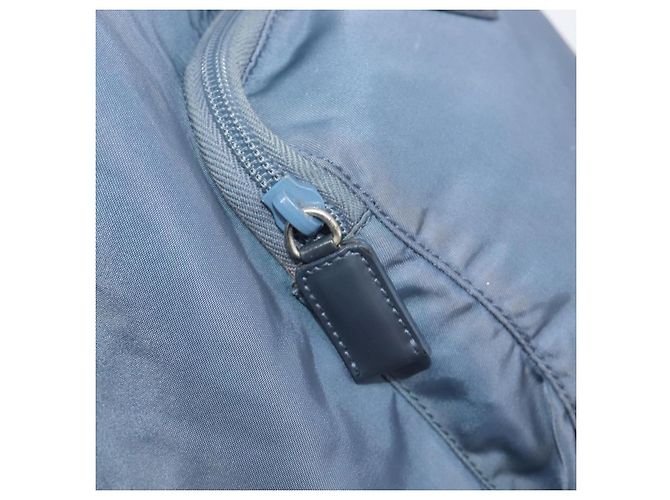 Mochila PRADA Nylon Azul Claro Plata Auth 203438 - vista 27