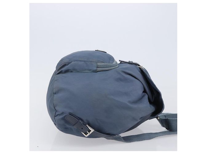 Mochila PRADA Nylon Azul Claro Plata Auth 203438 - vista 3