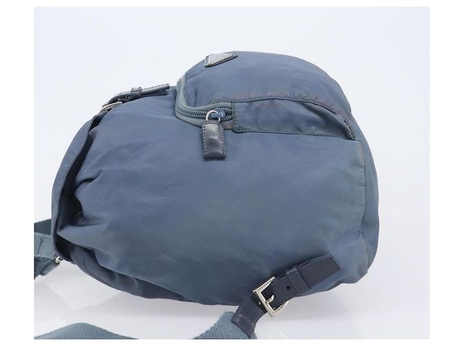 Mochila PRADA Nylon Azul Claro Plata Auth 203438 - vista 4