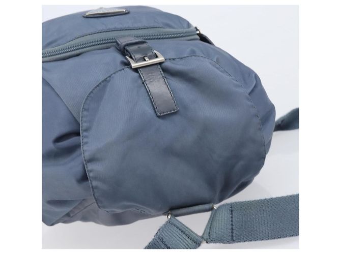 Mochila PRADA Nylon Azul Claro Plata Auth 203438 - vista 5