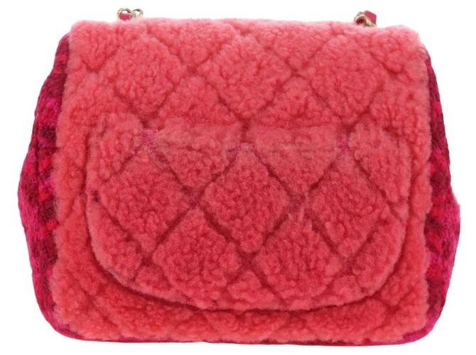 Borsa a tracolla CHANEL Mini Matelasse 17 in tweed Pink Gold CC Auth 200776SAM Rosa D'oro - vista 2