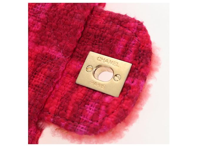 Borsa a tracolla CHANEL Mini Matelasse 17 in tweed Pink Gold CC Auth 200776SAM Rosa D'oro - vista 20