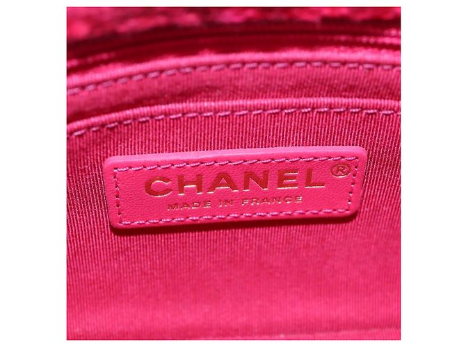 Borsa a tracolla CHANEL Mini Matelasse 17 in tweed Pink Gold CC Auth 200776SAM Rosa D'oro - vista 21