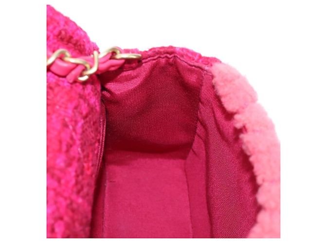 Borsa a tracolla CHANEL Mini Matelasse 17 in tweed Pink Gold CC Auth 200776SAM Rosa D'oro - vista 22