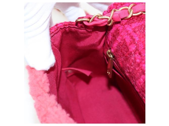 Borsa a tracolla CHANEL Mini Matelasse 17 in tweed Pink Gold CC Auth 200776SAM Rosa D'oro - vista 23