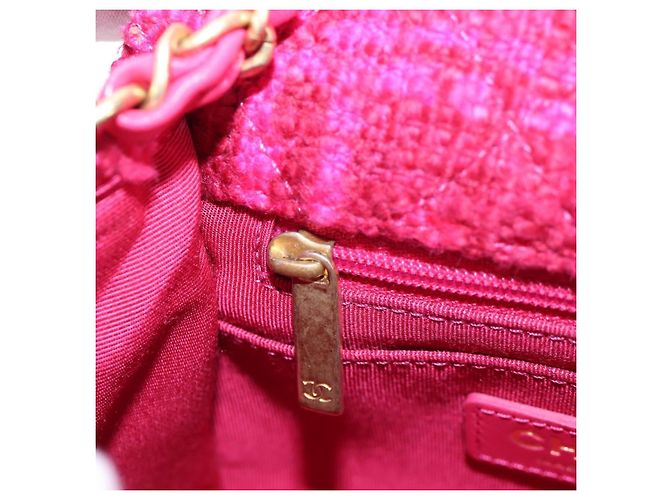 Borsa a tracolla CHANEL Mini Matelasse 17 in tweed Pink Gold CC Auth 200776SAM Rosa D'oro - vista 24