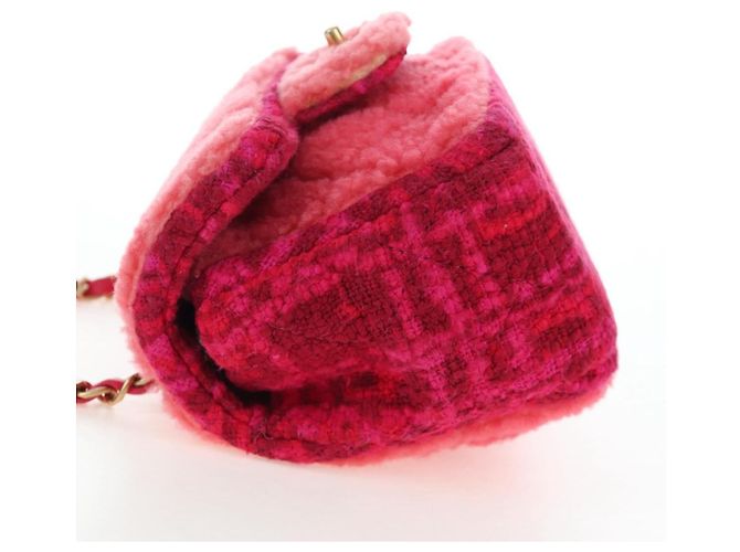 Borsa a tracolla CHANEL Mini Matelasse 17 in tweed Pink Gold CC Auth 200776SAM Rosa D'oro - vista 3