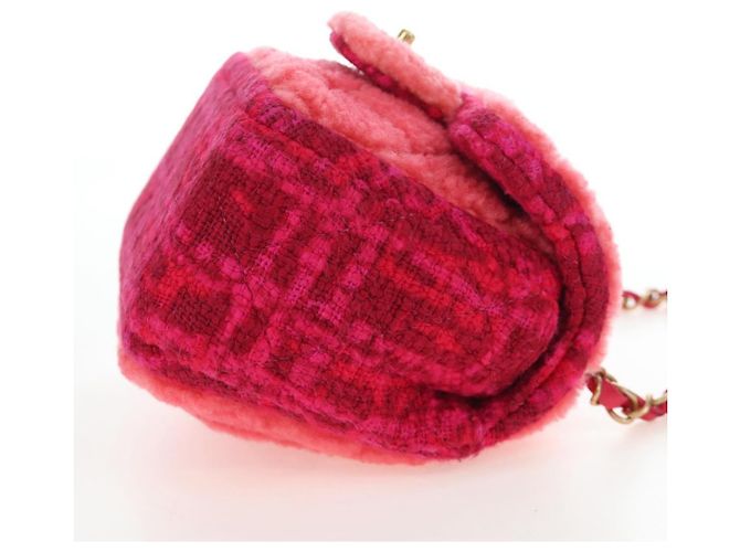 Borsa a tracolla CHANEL Mini Matelasse 17 in tweed Pink Gold CC Auth 200776SAM Rosa D'oro - vista 4